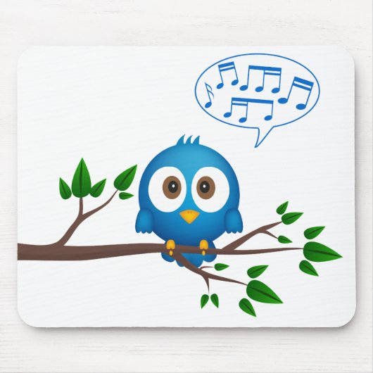 Niedlicher blauer Twittervogel-Cartoon Mousepad (Vorne)