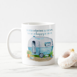 Niedlicher blauer Vintager Retro Camper-Wohnwagen Kaffeetasse