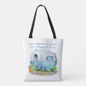 Niedlicher blauer Vintager Retro Camper-Wohnwagen Tasche (Rückseite)