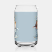 Niedlicher Blauer Vogel mit Blütenkrone im Teacup Dosenglas (Rechts)