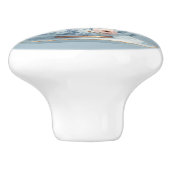 Niedlicher Blauer Vogel mit Blütenkrone im Teacup Keramikknauf (Seitenansicht)