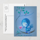 Niedlicher blauer Vogel Postkarte (Vorne/Hinten)