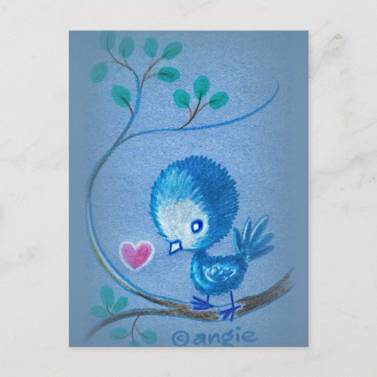 Niedlicher blauer Vogel Postkarte (Vorderseite)
