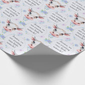 Niedlicher Blauer Wasserfarbenstil Kuhkuh Tiertext Geschenkpapier (Ecke)