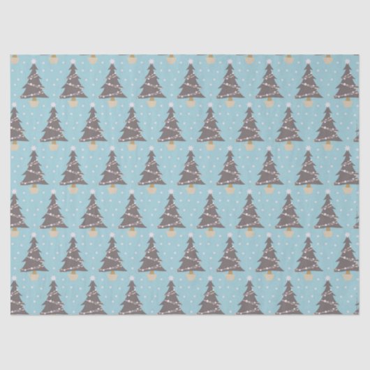 Niedlicher Blauer Weihnachtsbaum Snow Holiday Seidenpapier (Vorderseite)