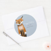 Niedlicher blauer Weihnachtsurlaub Tierfuchs Runder Aufkleber (Umschlag)