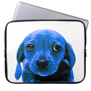 Niedlicher blauer Welpenhund personalisieren IT Laptopschutzhülle