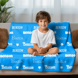 Niedlicher blauer Wiederholname personalisiert Fleecedecke