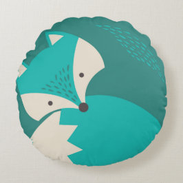 Niedlicher Blauer Wolf Cartoon Rundkissen für Kind Rundes Kissen