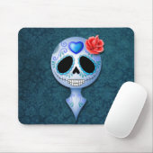 Niedlicher blauer Zuckerschädel Mousepad (Mit Mouse)