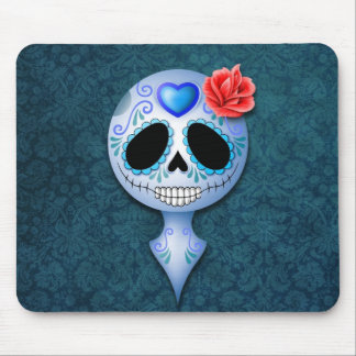 Niedlicher blauer Zuckerschädel Mousepad