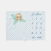 Niedlicher blaues Babysloth-Baby-Meilenstein Fleecedecke (Vorderseite (Horizontal))