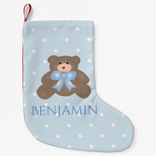 Niedlicher blaues Bandsüßer Kleiner Weihnachtsstrumpf