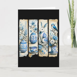 Niedlicher Blauhäher Osterhase Eier Blumen Zerriss Karte