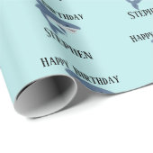 Niedlicher Blauhai personalisiert Geschenkpapier (Rolleneckpunkt)