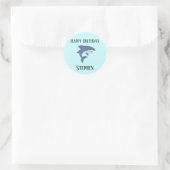Niedlicher Blauhai personalisiert Runder Aufkleber (Tasche)