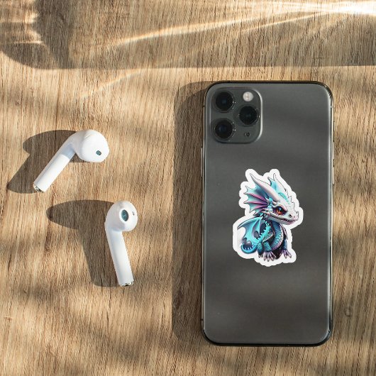 Niedlicher bläulicher Drache Aufkleber