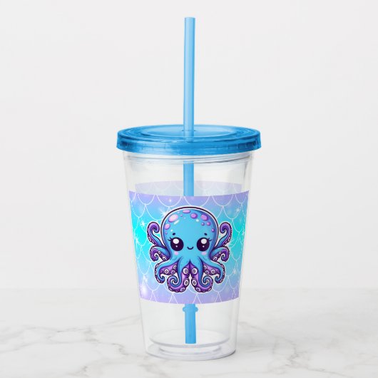 Niedlicher Blauoktopus Acryltrinkbecher (Vorderseite)
