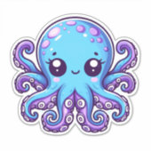 Niedlicher Blauoktopus Aufkleber (Vorderseite)