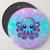 Niedlicher Blauoktopus Button (Vorne & Hinten)