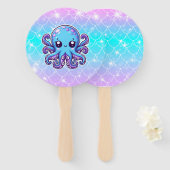Niedlicher Blauoktopus Fächer (Vorne und Hinten)