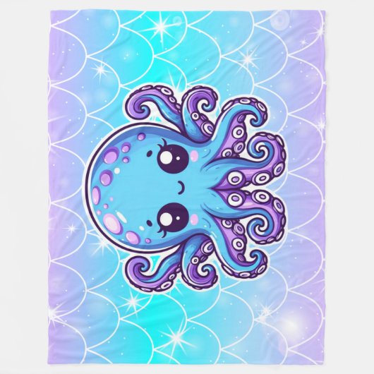 Niedlicher Blauoktopus Fleecedecke (Vorderseite)