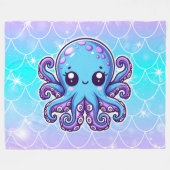 Niedlicher Blauoktopus Fleecedecke (Vorderseite (Horizontal))