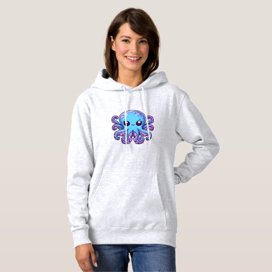 Niedlicher Blauoktopus Hoodie (Vorne ganz)