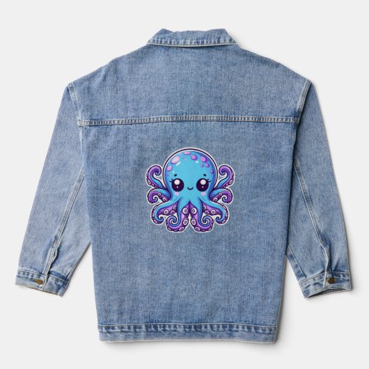 Niedlicher Blauoktopus Jeansjacke (Rückseite)