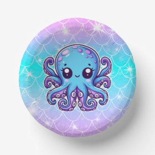 Niedlicher Blauoktopus Pappteller