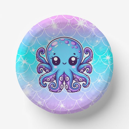 Niedlicher Blauoktopus Pappteller (Vorderseite)