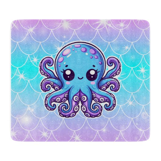 Niedlicher Blauoktopus Schneidebrett (Vorderseite)