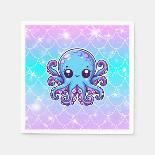 Niedlicher Blauoktopus Serviette (Vorderseite)