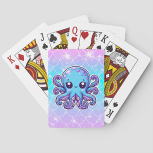 Niedlicher Blauoktopus Spielkarten