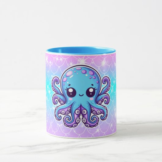 Niedlicher Blauoktopus Tasse (Zentrum)