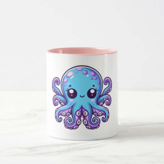 Niedlicher Blauoktopus Tasse (Zentrum)