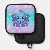 Niedlicher Blauoktopus Topflappen (Vorderseite/Rückseite)