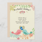 Niedlicher Blauvogel Geburtstagsparty Einladungen (Vorne/Hinten)