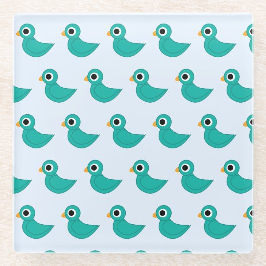 Niedlicher Blauvogel Glasuntersetzer (Vorderseite)