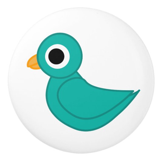 Niedlicher Blauvogel Keramikknauf (Vorderseite)