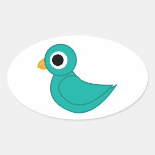 Niedlicher Blauvogel Ovaler Aufkleber