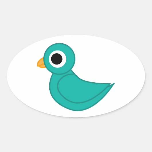 Niedlicher Blauvogel Ovaler Aufkleber (Vorderseite)
