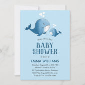 Niedlicher Blauwal | Boy Baby Dusche Einladung (Vorderseite)