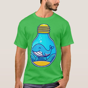 Niedlicher Blauwal, der in Bulb schwimmt T-Shirt