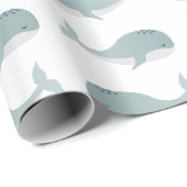 Niedlicher Blauwal mit Personalisiertem Namen Litt Geschenkpapier (Rolleneckpunkt)