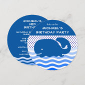 Niedlicher Blauwal Ozeanwachs Polka Dot Boy Geburt Einladung (Vorne/Hinten)