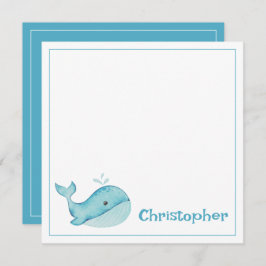 Niedlicher Blauwal Personalisiert Mitteilungskarte