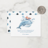 Niedlicher Blauwal Vielen Dank Note Card Mitteilungskarte (Vorderseite/Rückseite Beispiel)