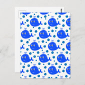 Niedlicher Blauwale Muster Ozeanerzauber Postkarte (Vorne/Hinten)
