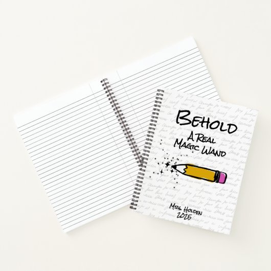 Niedlicher Bleistift-Zauberstab-Individuelle Name- Notizblock (Innenseite)